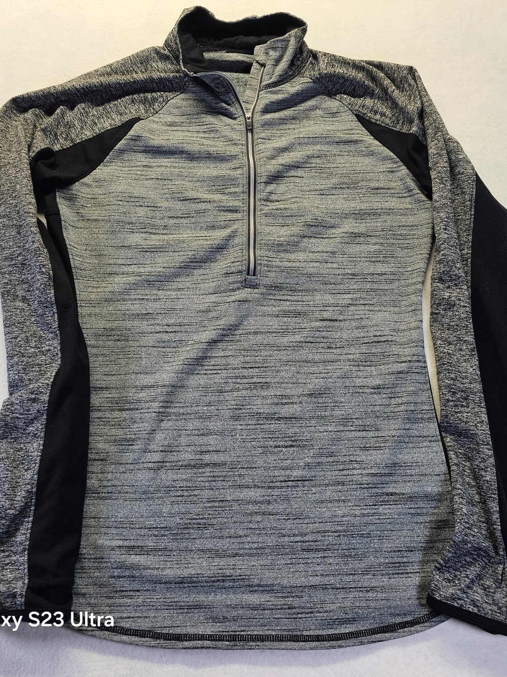 Athleta Heathered Gray Athletic Top with Black Trim